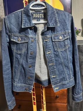 10. Roots Women's Blue Denim Jacket with Button Front